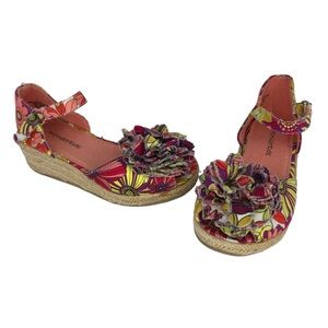 WonderKids Isabelle Floral Espadrille Wedge Sandals